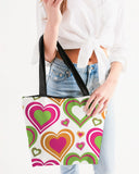 Bright Hearts Canvas Zip Tote