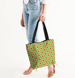 groovy green pop canvas zip tote