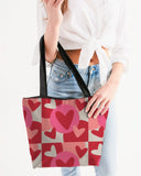 heartbeats canvas zip tote