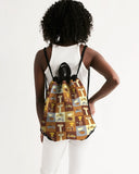 insomniac pattern canvas drawstring bag