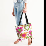 bright hearts canvas zip tote