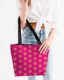 pink power pop canvas zip tote