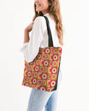 geometric jigsaw canvas zip tote