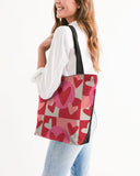 heartbeats canvas zip tote