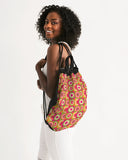 geometric jigsaw drawstring canvas bag