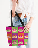 smiley cat canvas zip tote