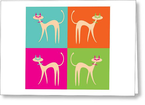 catnip greeting card with colorful cats