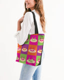 smiley cat canvas zip tote