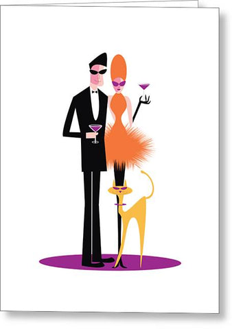 orange cocktail greeting card